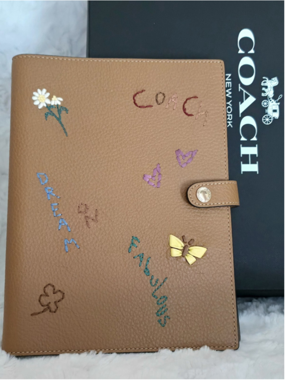 NWOT Coach Embroidered Leather Notebook Diary Journal